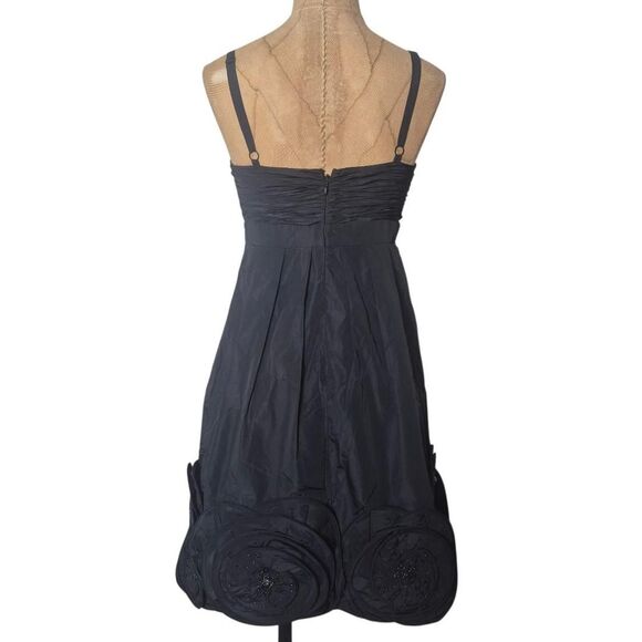 BCBGMaxazria Black Woven Taffeta-Silk Dress Goth Size 2 NEW - Picture 2 of 4